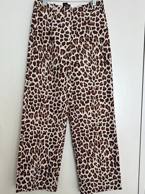 J Crew Collection Pleated Wide Leg Pant in Leopard Trench, NWT